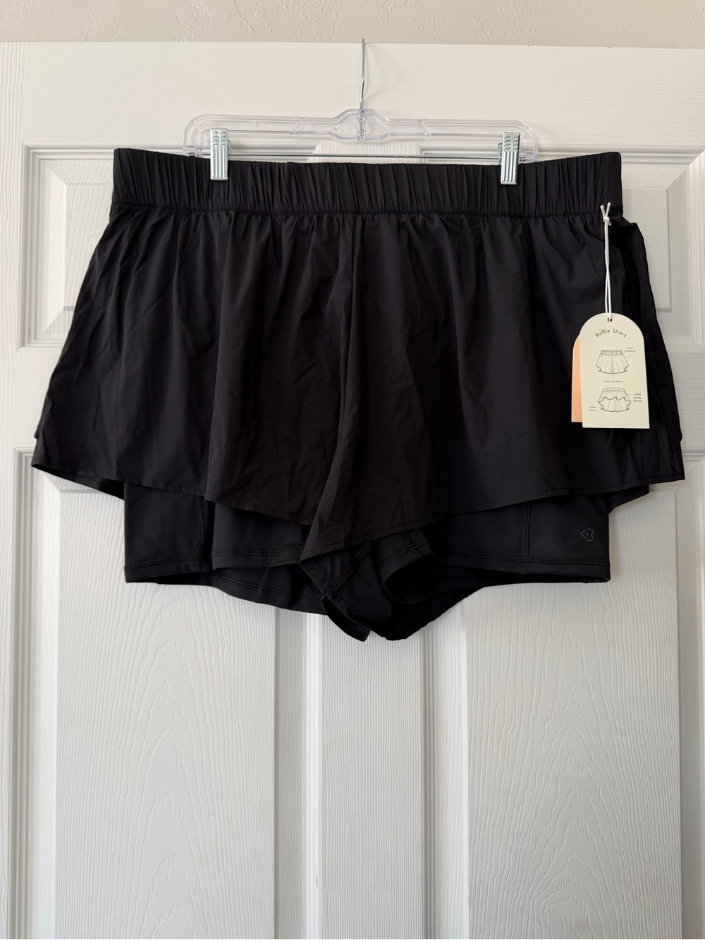 Women's Black Athletic Ruffle Shorts - Comfortable Activewear
